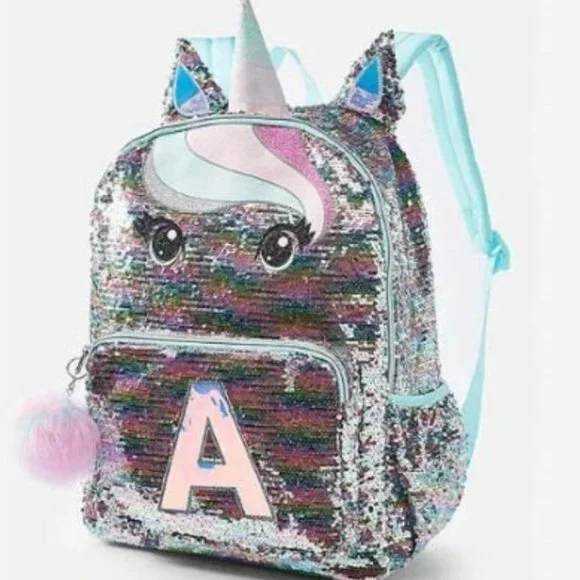 Girls Unicorn Sequins Backpack Initial Z - S - D